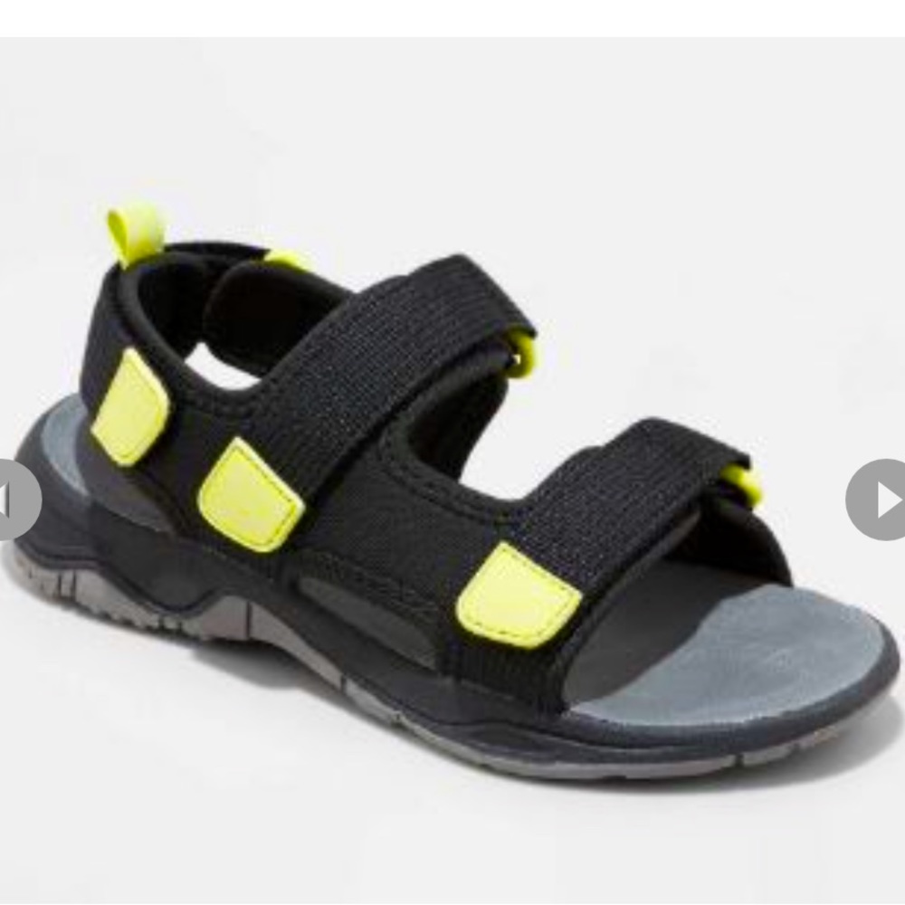 Cat & Jack Black and Neon Yellow Strap Sport Sandals